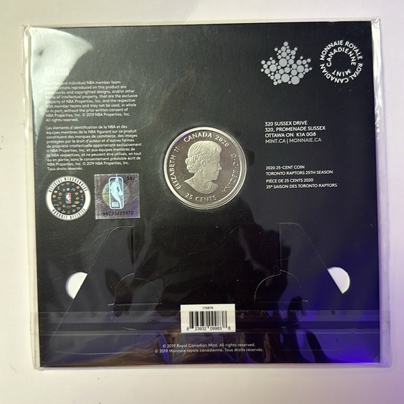 OFFICIAL TORONTO RAPTORS 25th SEASON COMMEMORATIVE COIN - Picture 2 of 2